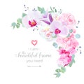 Delicate floral crescent shaped vector frame Royalty Free Stock Photo