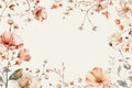 Delicate floral frame minimalist design with prominent white space in the center, Generated AI Royalty Free Stock Photo