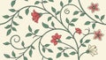 Delicate Floral Pattern with Red Flowers Seamless Vector, vector design Generative AI Royalty Free Stock Photo