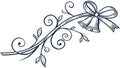 Delicate floral scroll with a decorative bow and bell accent, vector design Generative AI Royalty Free Stock Photo