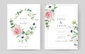 Delicate, floral watercolor greeting template. Vector wedding invite, save the date, Valentine, greeting card design. Pink garden Royalty Free Stock Photo