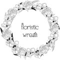 Delicate Floristic Wreath. Flower Design Frame Element Royalty Free Stock Photo