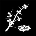 The delicate flower of myrrh isolated logo icon. white silhouette. Vector