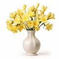 Beautiful Simple Footed Vase With Freesia Flower Isolated White