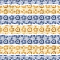Delicate french lace effect seamless stripe pattern. Ornate provence style lacy ribbon country cottage decor background