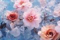 Delicate Frozen ice flowers. Generate Ai Royalty Free Stock Photo