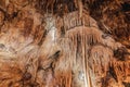 Stalactite formations in a cave.