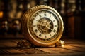 Delicate Gold old clock. Generate Ai Royalty Free Stock Photo