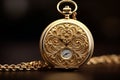 Delicate gold pattern on a classic pocket watch ma Royalty Free Stock Photo