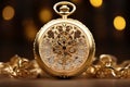 Delicate gold pattern on a classic pocket watch ma Royalty Free Stock Photo