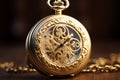 Delicate gold pattern on a classic pocket watch ma Royalty Free Stock Photo