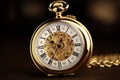 Delicate gold pattern on a classic pocket watch ma Royalty Free Stock Photo