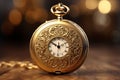 Delicate gold pattern on a classic pocket watch ma Royalty Free Stock Photo