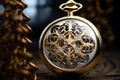 Delicate gold pattern on a classic pocket watch ma Royalty Free Stock Photo