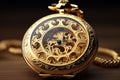 Delicate gold pattern on a classic pocket watch ma Royalty Free Stock Photo