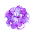Delicate hand drawn watercolor flower in violet and purple tones. Alcohol ink art. Raster illustration.