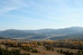 Delicate haze of morning mist over the valley. hilly landscape. Royalty Free Stock Photo