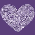 Delicate Henna Paisley Heart Vector