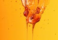 Delicate Honey Drops Against Vivid Yellow Setting AI Generated