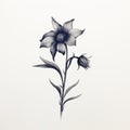 Delicate Ink Drawing Of A Victorian-inspired Sunflower On White Background