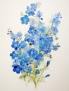 Delicate and Intricate Dreamy Watercolor Forget-Me-Nots AI Generated
