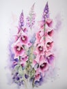 Delicate and Inviting Watercolor Foxglove Flowers AI Generated