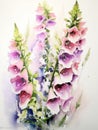 Delicate and Inviting Watercolor Foxglove Flowers AI Generated