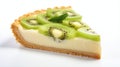 Delicate Kiwi Cream Cheese Pie With Basil And Lime Slices