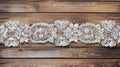 Delicate Lace Adorns Rustic Wood For Vintage Touch and Subtle Texture Royalty Free Stock Photo