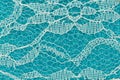 Delicate lace textured material on teal paper background Royalty Free Stock Photo
