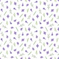 Delicate lavender flowers repeat pattern, watercolor illustration romantic symbol of summer holidays in French Provence seamless