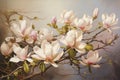 Delicate Magnolia blooming flowers. Generate Ai