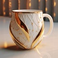 Delicate Markings: Golden 3d Mug For Festive Atmosphere