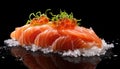 Delicate Ocean Treasures: Closeup of Uni Sashimi Isolated on Black Background