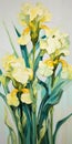 Delicate Paper Cutouts: Yellow Iris Oil Painting On Canvas