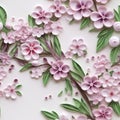 Delicate Paper Flower Sculpture With Pink Cherry Blossoms