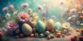 Delicate Pastel Easter Eggs and Whimsical Flowers A Vintage Springtime Illustration for Easter Spring Decor or Gift Royalty Free Stock Photo