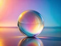 Delicate Pastel Gradient Background Featuring a Reflective Glass Sphere A Study in Light Shadow and Color Transitions Royalty Free Stock Photo