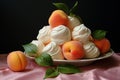 Delicate Peach meringue fruits. Generate Ai Royalty Free Stock Photo