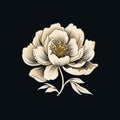 Delicate Peony Logo On Black Background Royalty Free Stock Photo