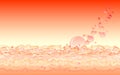 Delicate pink abstract background. Fantastic drawing of a bubbling water surface. Stylized wavelike decoration in red shades. Royalty Free Stock Photo