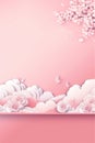 delicate pink background with air clouds and many hearts. To congratulate your loved ones