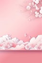 delicate pink background with air clouds and many hearts. To congratulate your loved ones