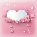 delicate pink background with air clouds and many hearts. To congratulate your loved ones