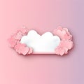 delicate pink background with air clouds and many hearts. To congratulate your loved ones