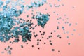 Delicate pink background with blue glitter stars Royalty Free Stock Photo