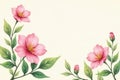 Delicate pink blossoms frame a blank space ideal for text or design elements. Generative AI Royalty Free Stock Photo