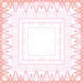 Delicate pink boho pattern. Geometric frame on a white background. Vector lace background Royalty Free Stock Photo