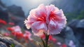 Delicate Pink Carnation Flowers On A Rock: A Stunning Vray Tracing Masterpiece