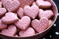 Delicate Pink colorful heart cookies. Generate Ai